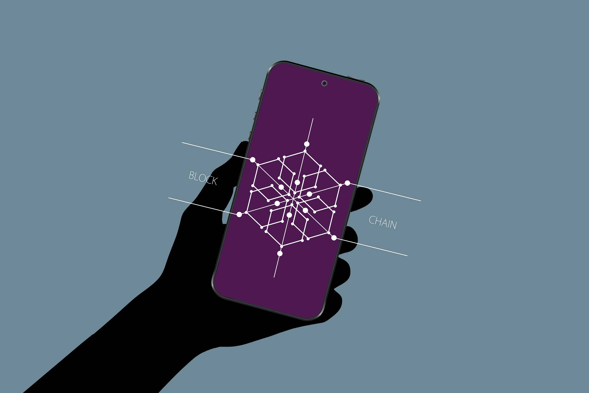 Hand mit einem Smartphone, auf dem eine leuchtende Blockchain-Grafik zu sehen ist – eine BNB-Transaktion wird mobil im Explorer geprüft
